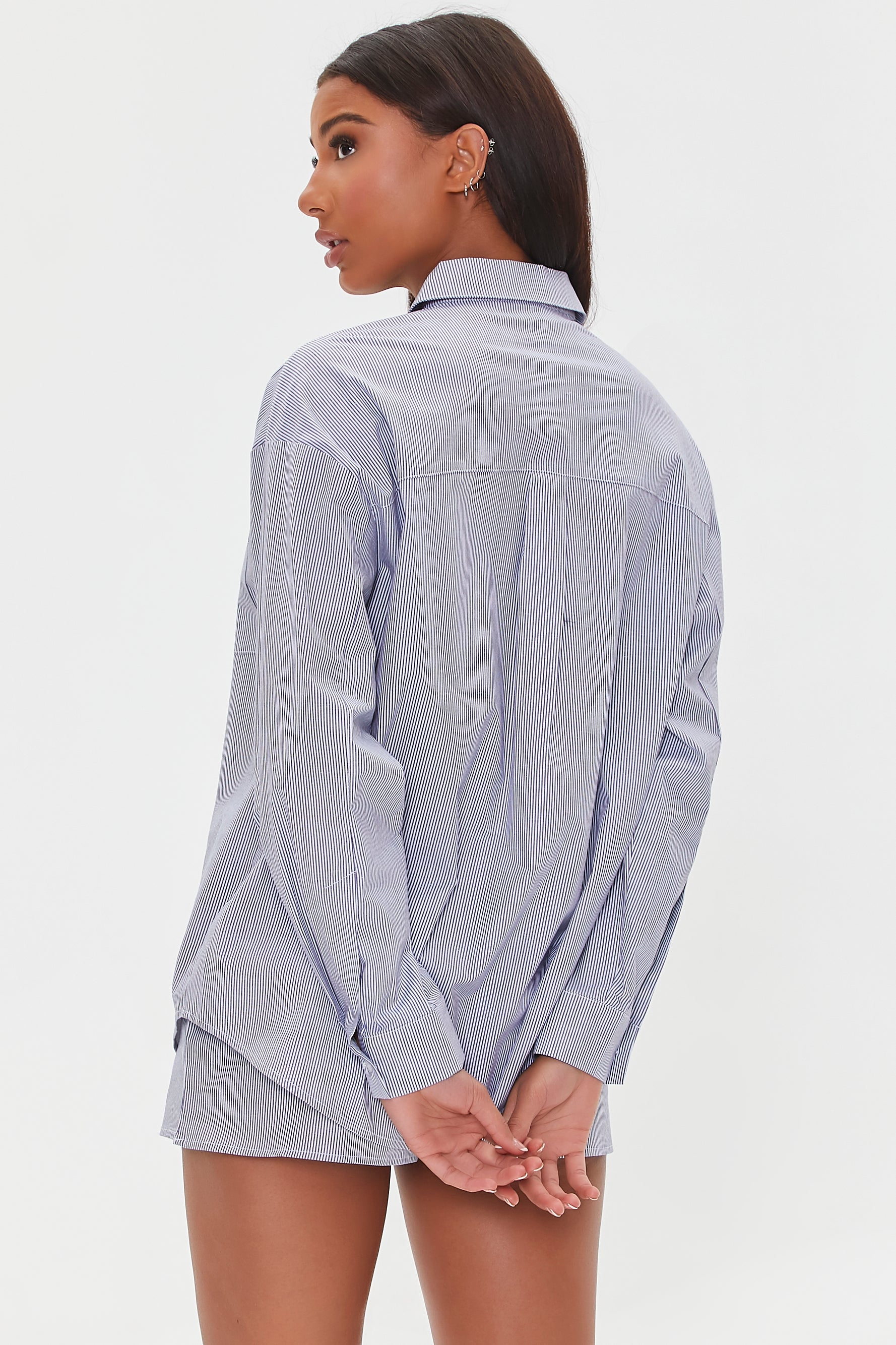 Bluewhite Pinstriped Button-Front Shirt 1