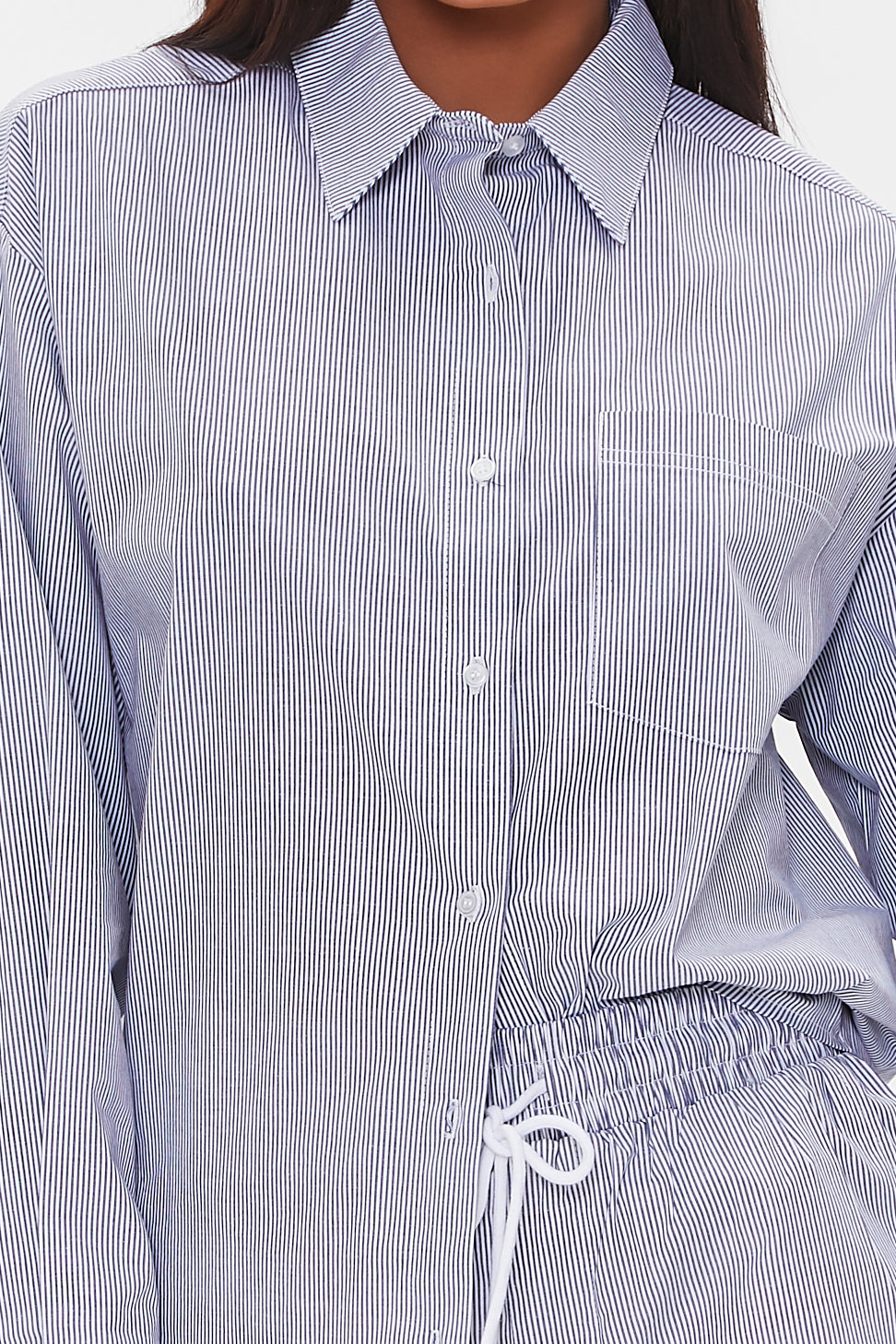 Bluewhite Pinstriped Button-Front Shirt 3
