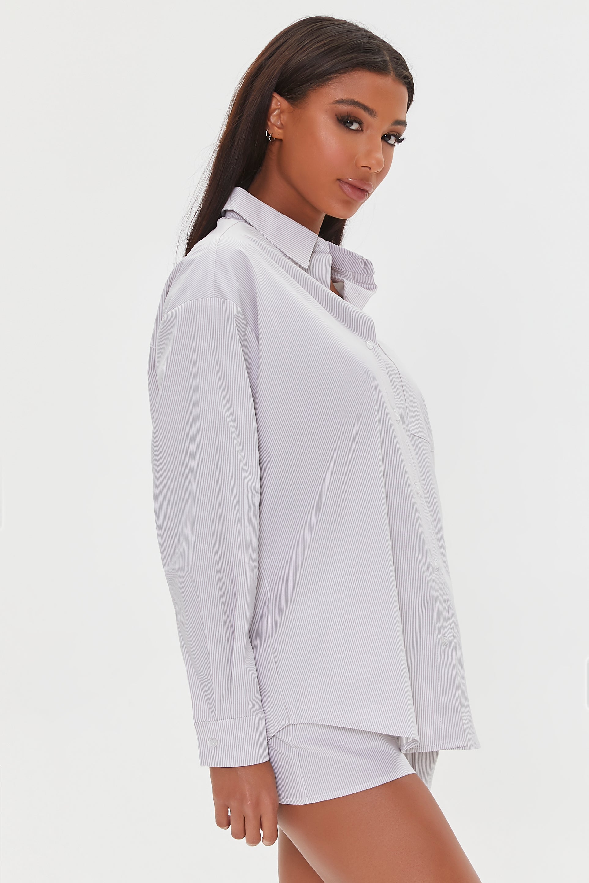 Ashbrownwhite Pinstriped Button-Front Shirt 2