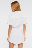 White Tie-Waist Mini Shirt Dress 4