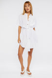White Tie-Waist Mini Shirt Dress 3