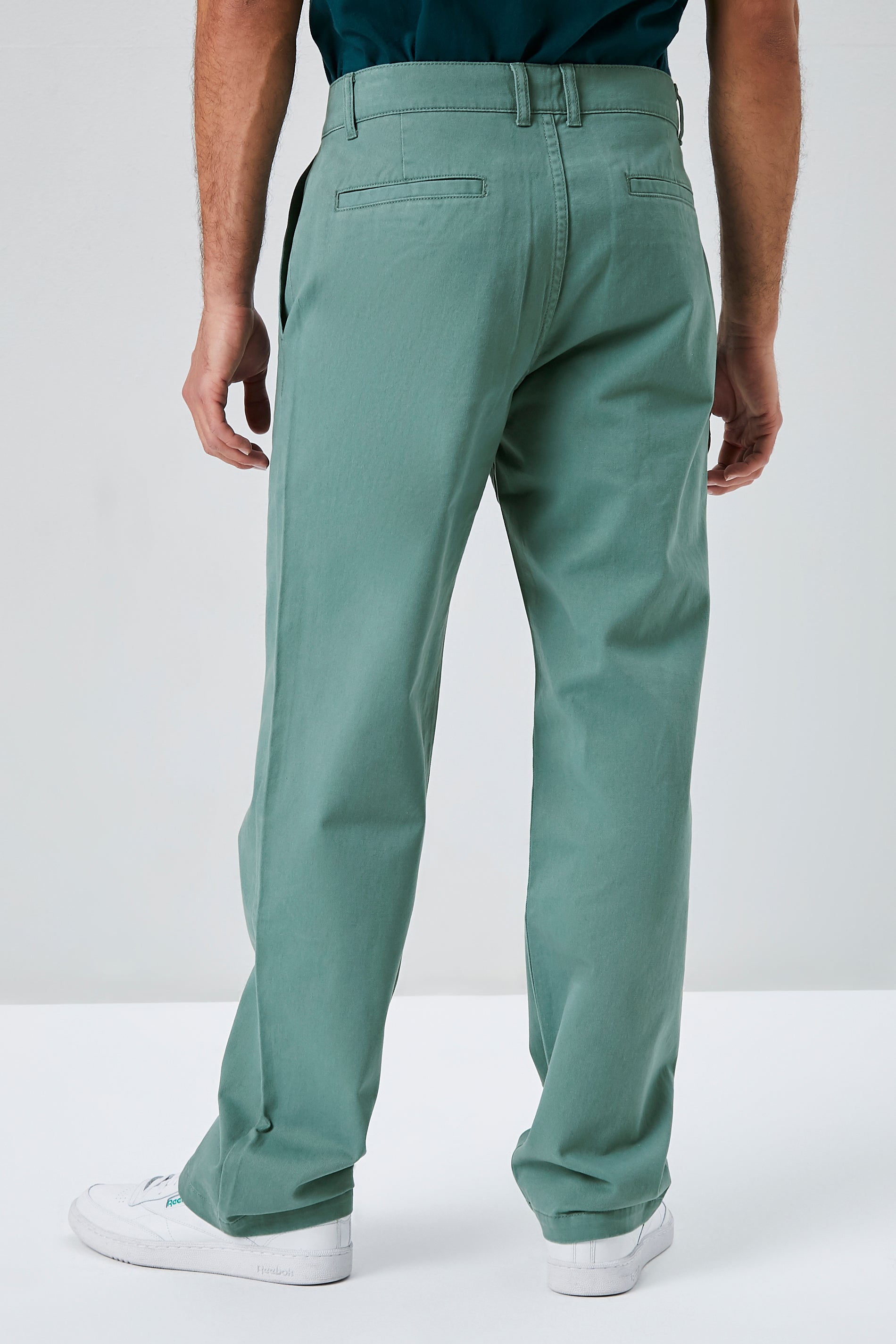 Green Cotton Straight-Leg Pants 2