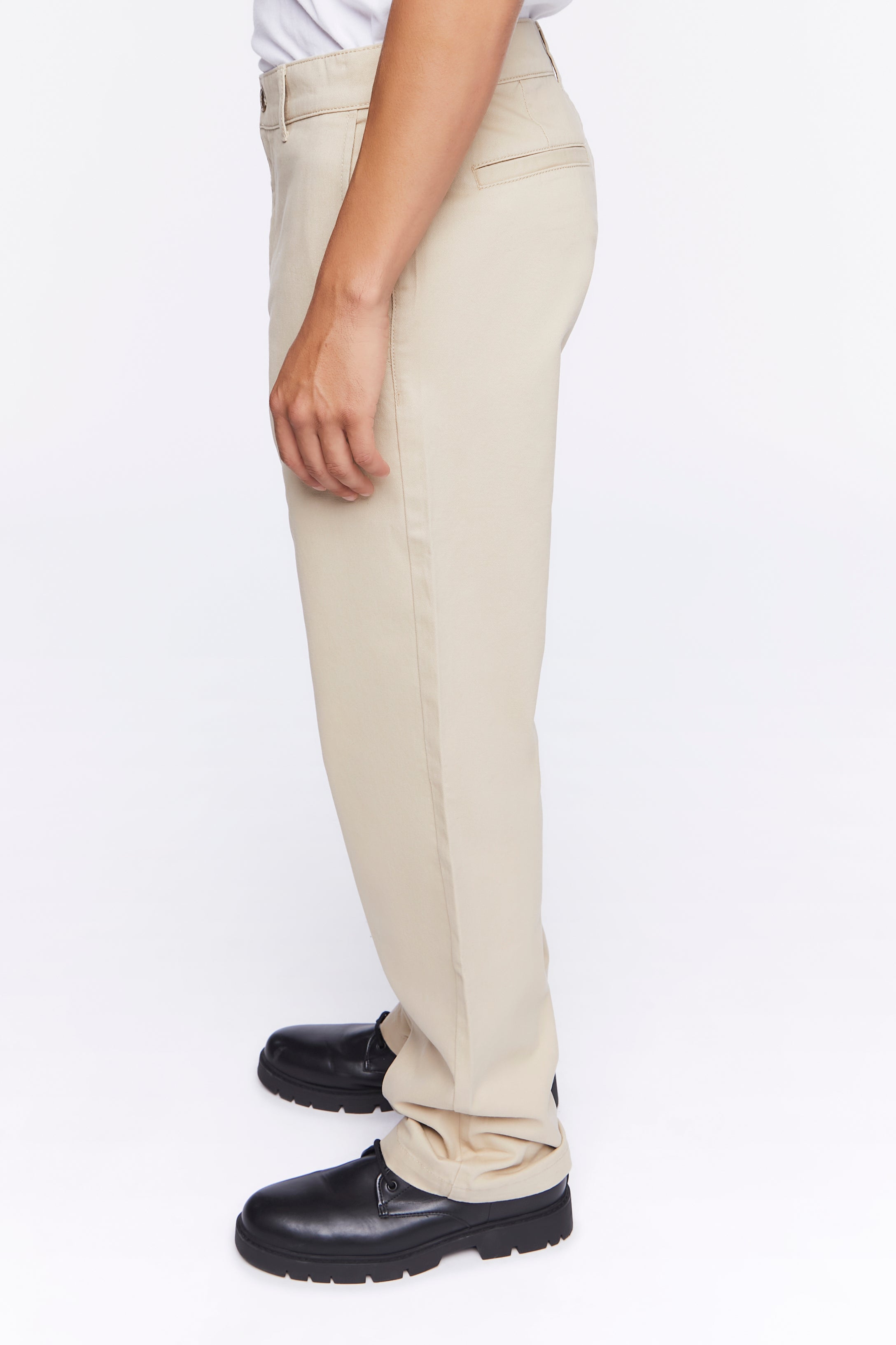 Taupe Cotton Straight-Leg Pants 2