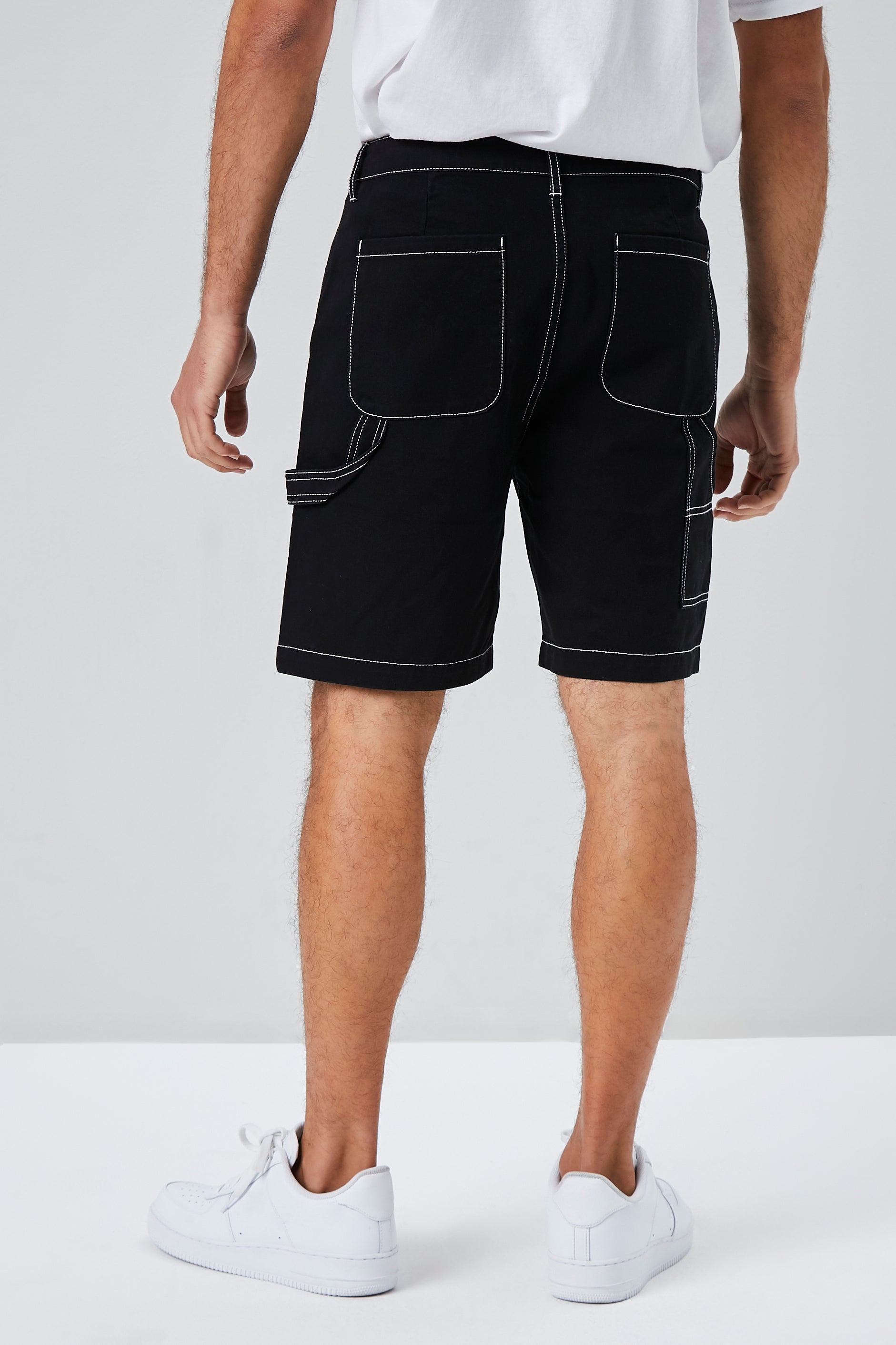 Blackwhite Contrast-Stitch Utility Shorts 5