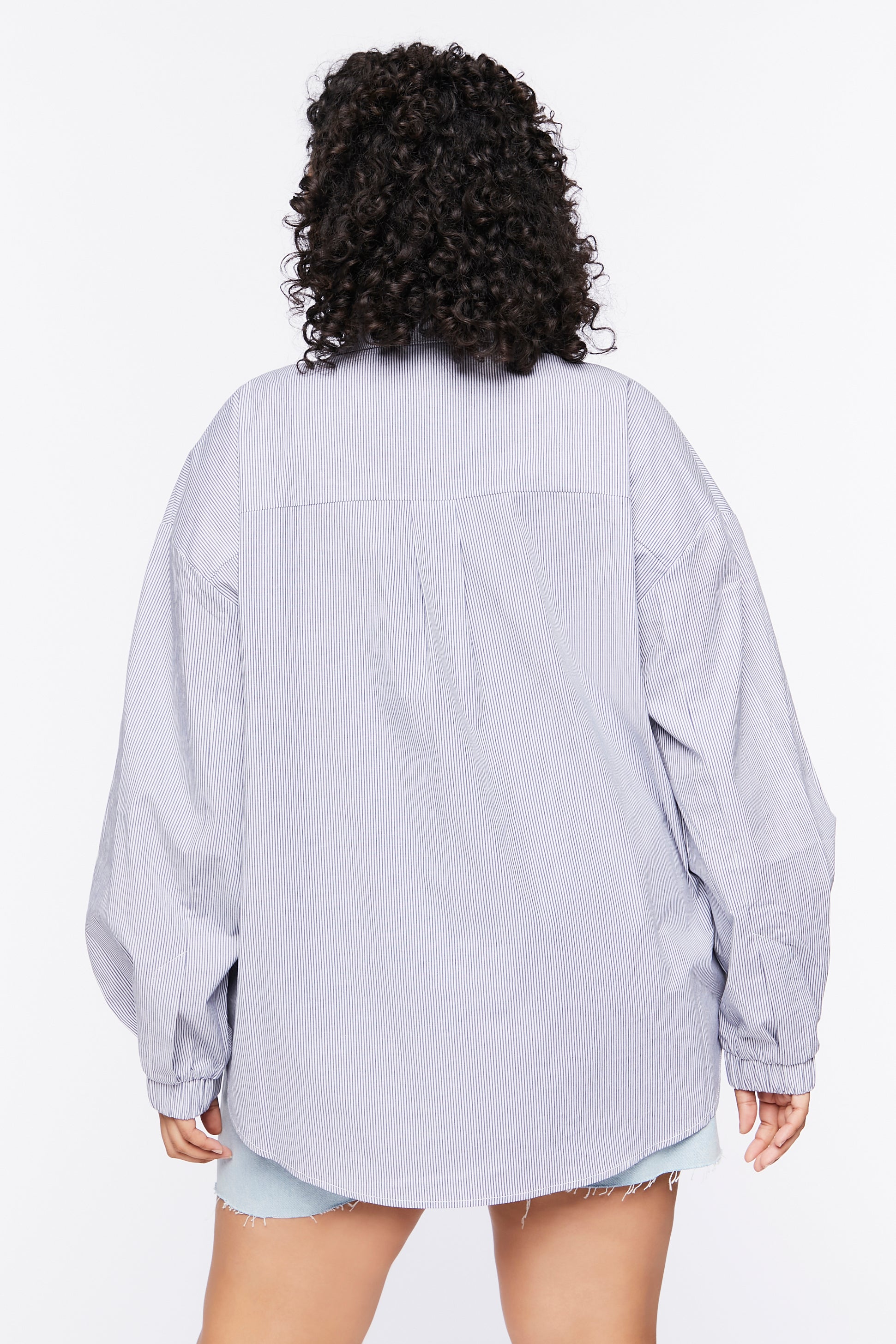 Bluewhite Plus Size Button-front Poplin Shirt 2