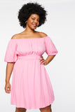 Pinkicing Plus Size Off-the-Shoulder Dress 