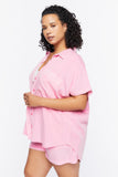 Pinkicing Plus Size Cap Sleeve Twill Shirt 2