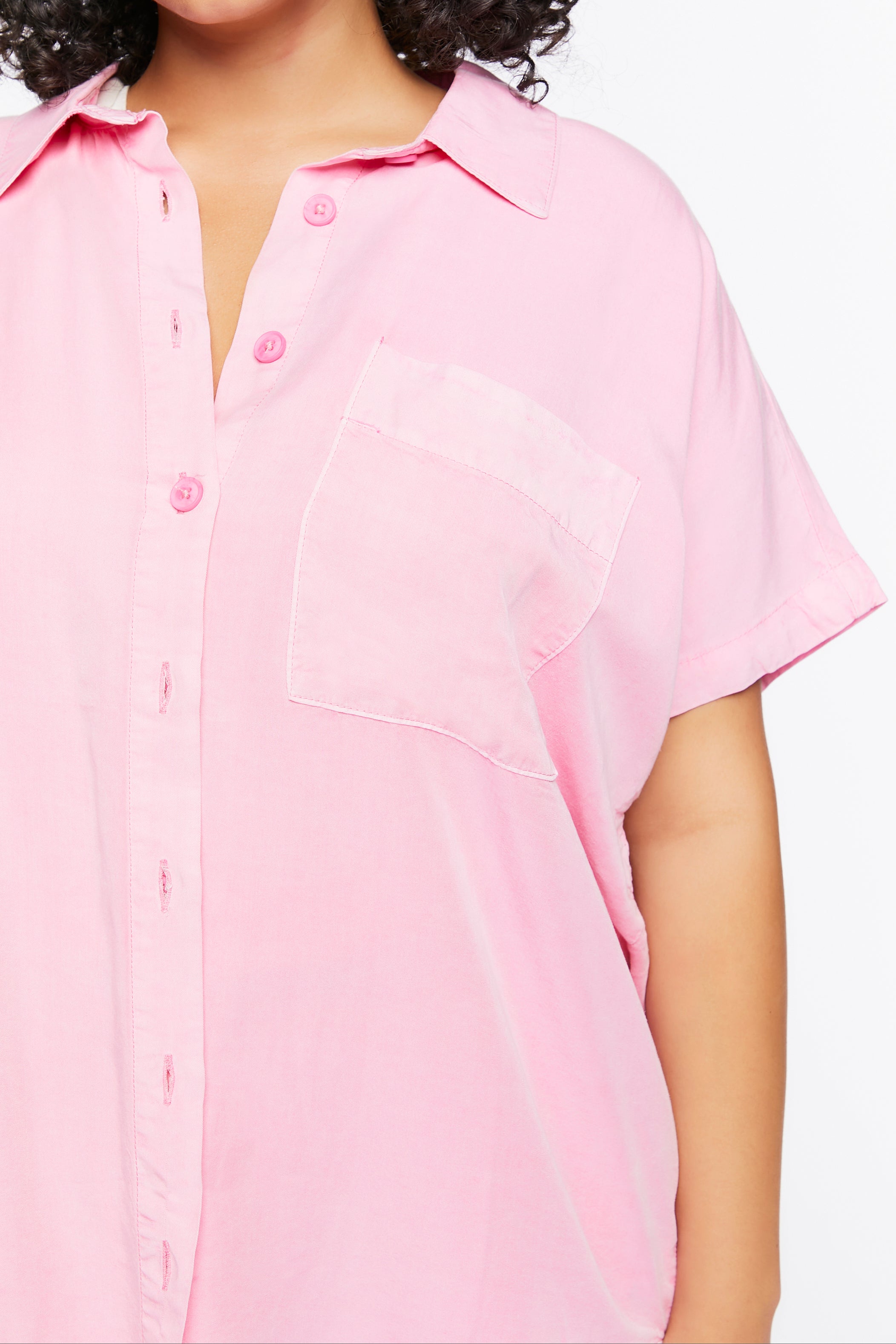 Pinkicing Plus Size Cap Sleeve Twill Shirt 5