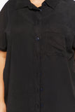 Black Plus Size Cap Sleeve Twill Shirt 4