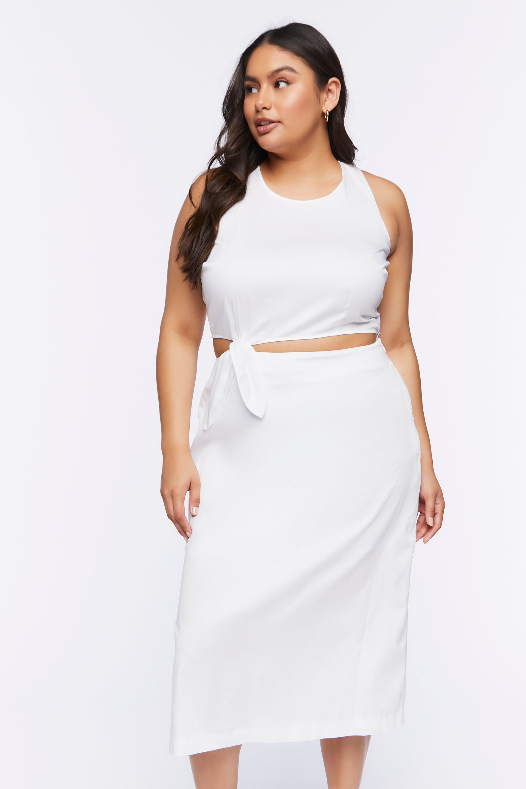 White Plus Size Cutout Midi Dress 2