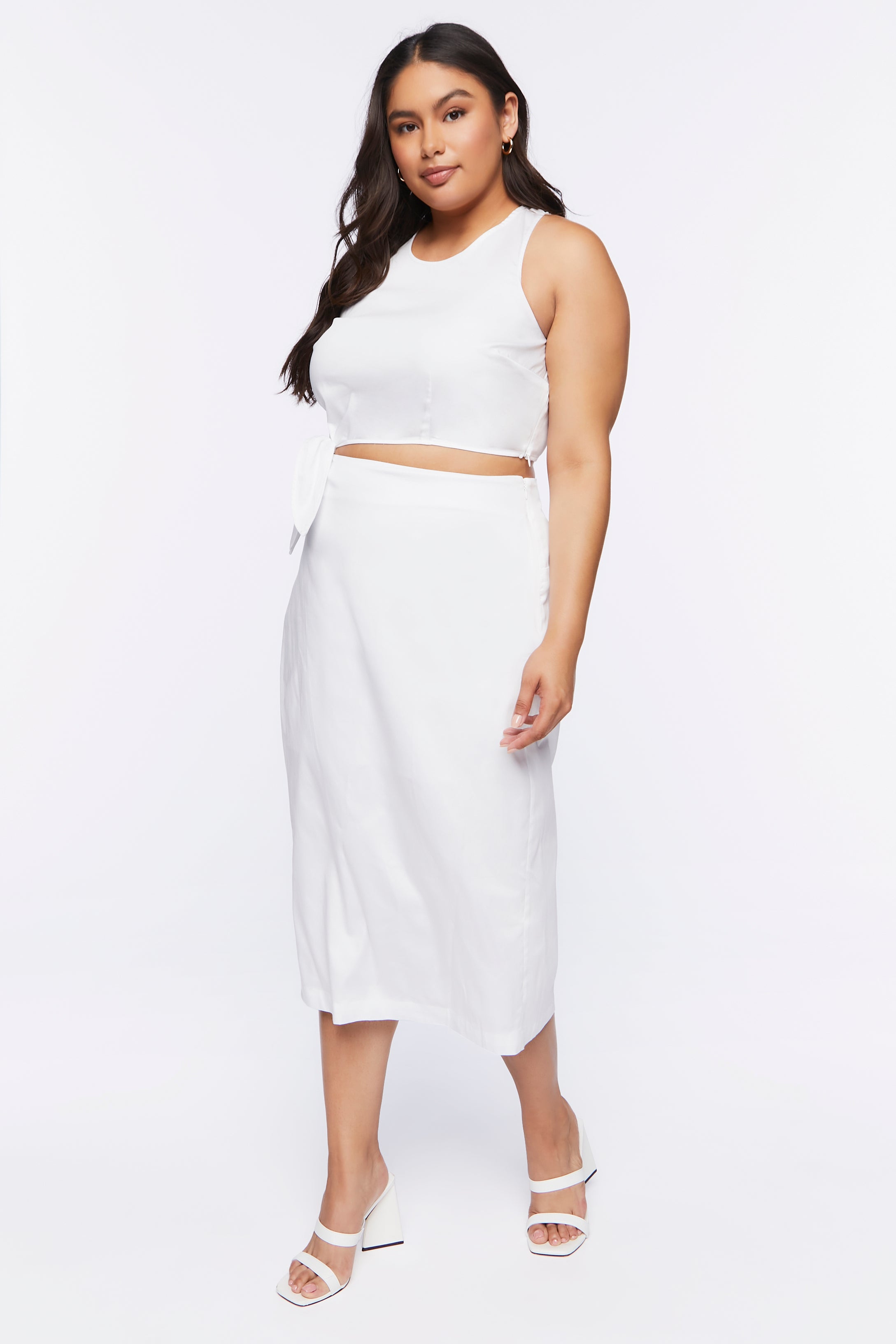 White Plus Size Cutout Midi Dress 