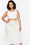 Whitemulti Plus Size Floral Print Shell Midi Skirt 1