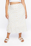 Whitemulti Plus Size Floral Print Shell Midi Skirt 2