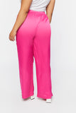 Pink Plus Size Satin Palazzo Pants 3