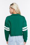 Greenwhite Cropped Varsity-Striped Pullover 3