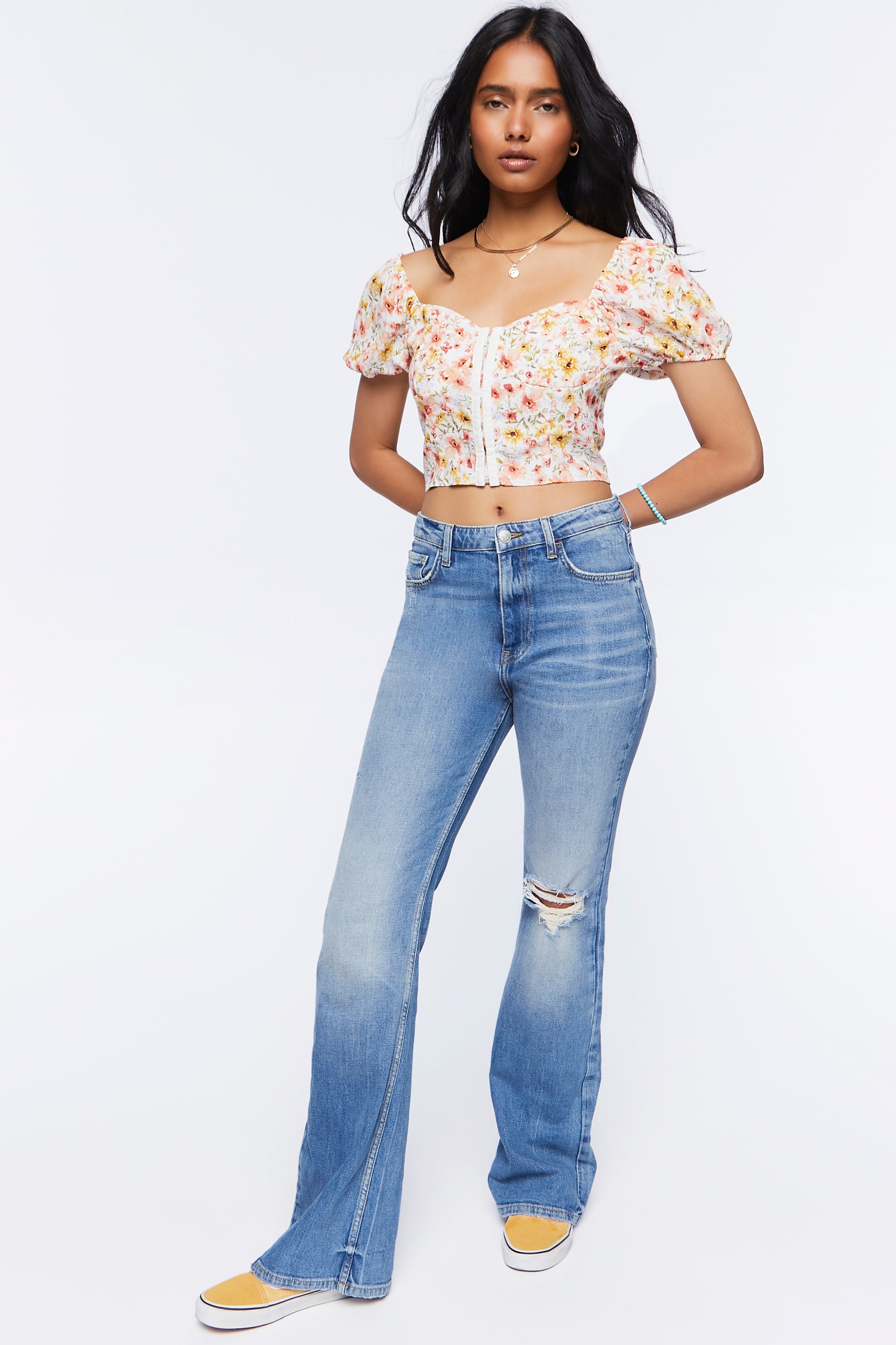 Ivorymulti Sweetheart Floral Print Top 1
