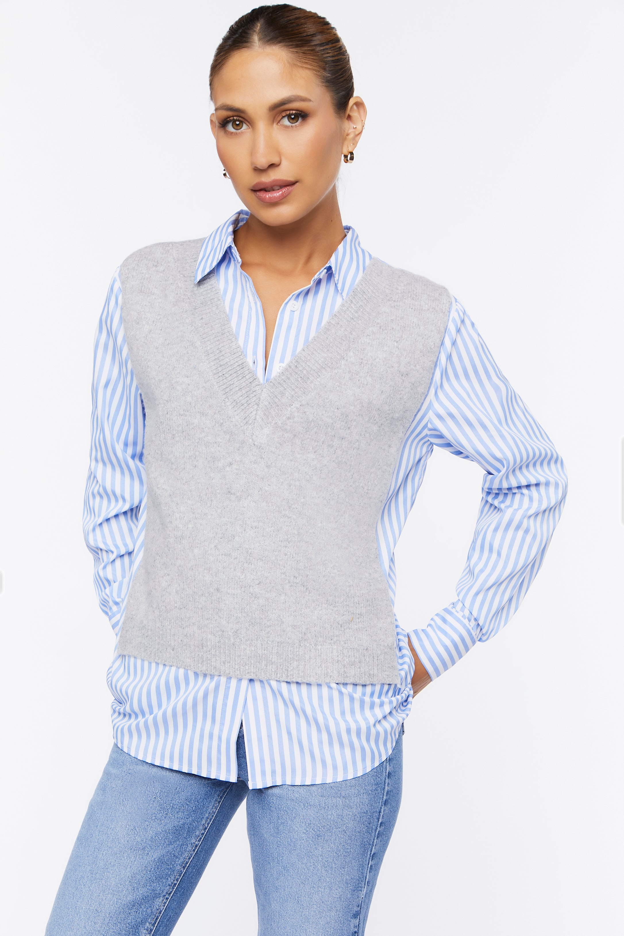 Greymulti Sweater Vest Combo Shirt 1