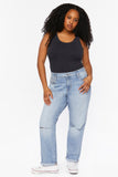 Mediumdenim Plus Size Distressed Baggy Jeans 