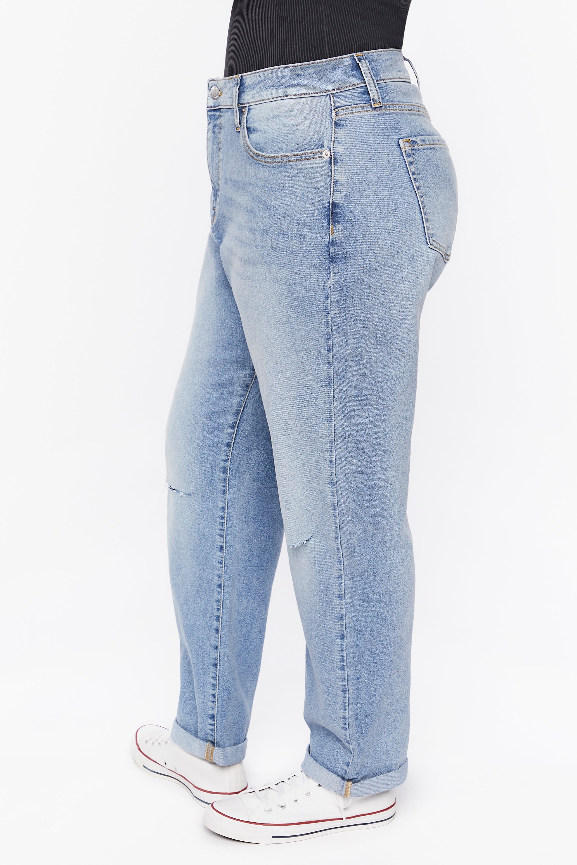 Mediumdenim Plus Size Distressed Baggy Jeans 2