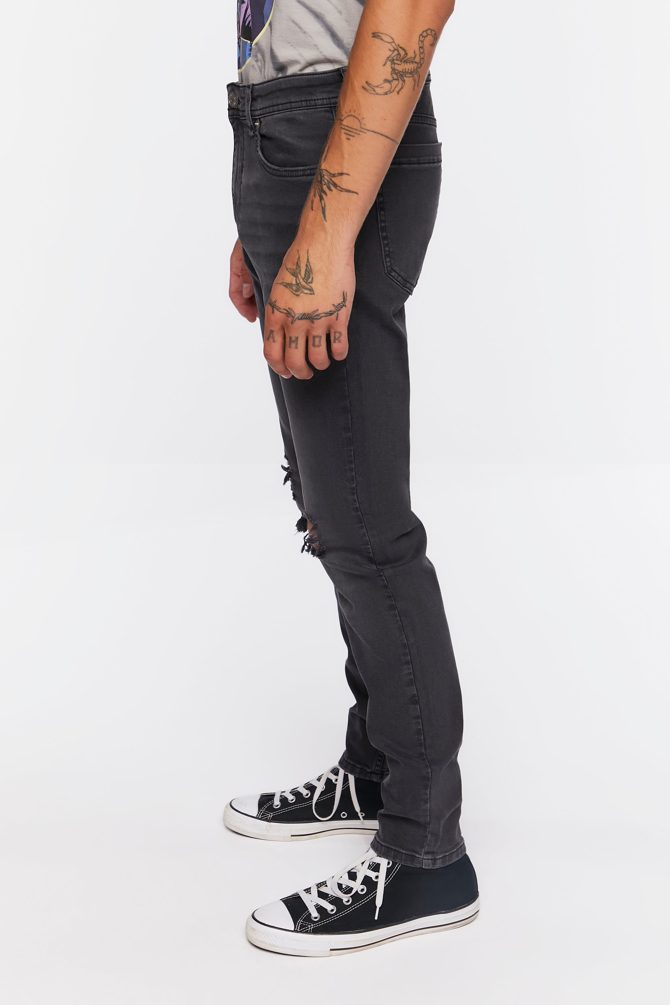 Black Premium Distressed Slim-Fit Jeans 2