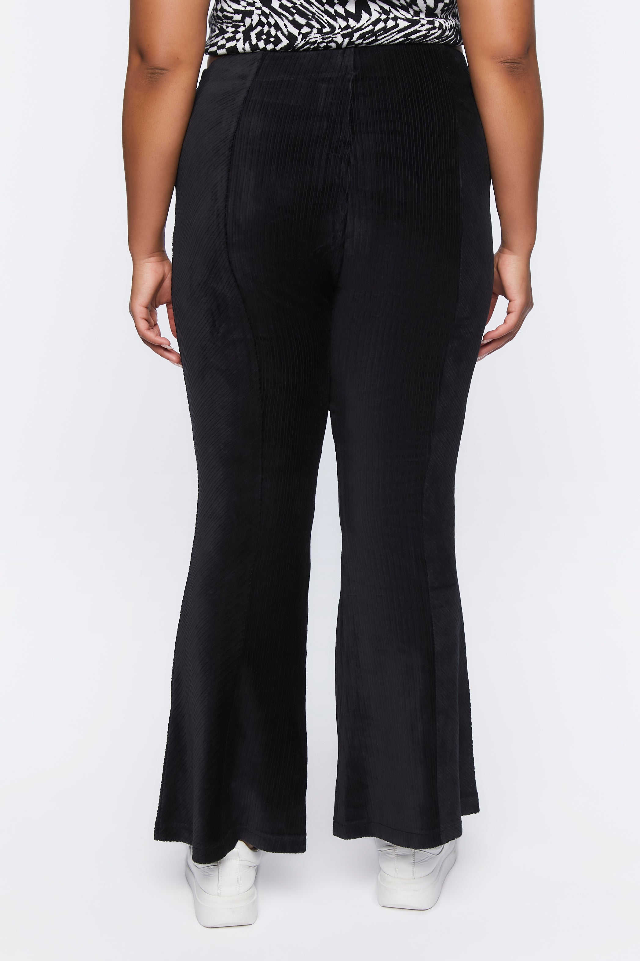 Black Plus Size Corduroy Flare Pants 3