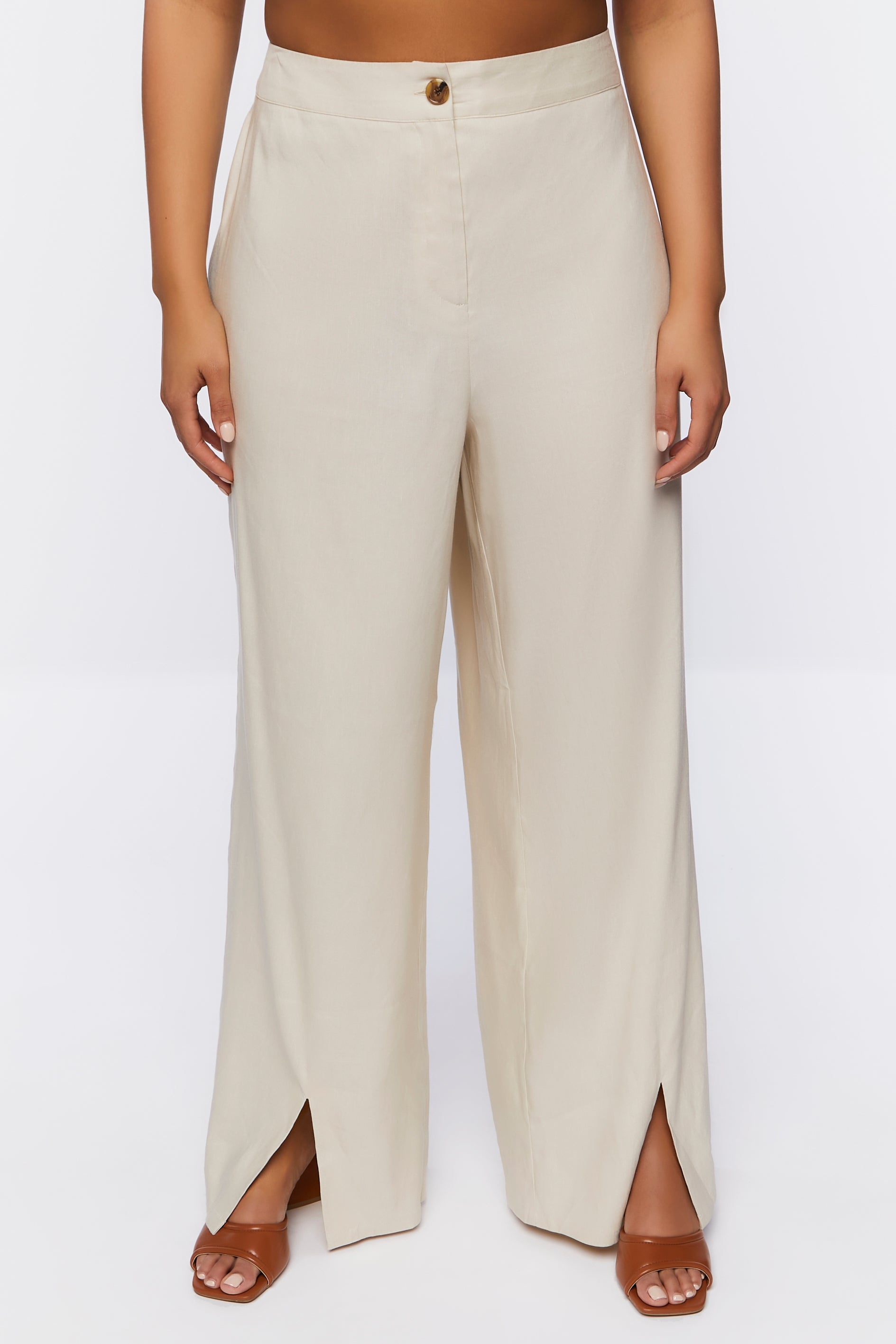 Shop For Plus Size Linen Blend Wide Leg Pants Plus Size Pants