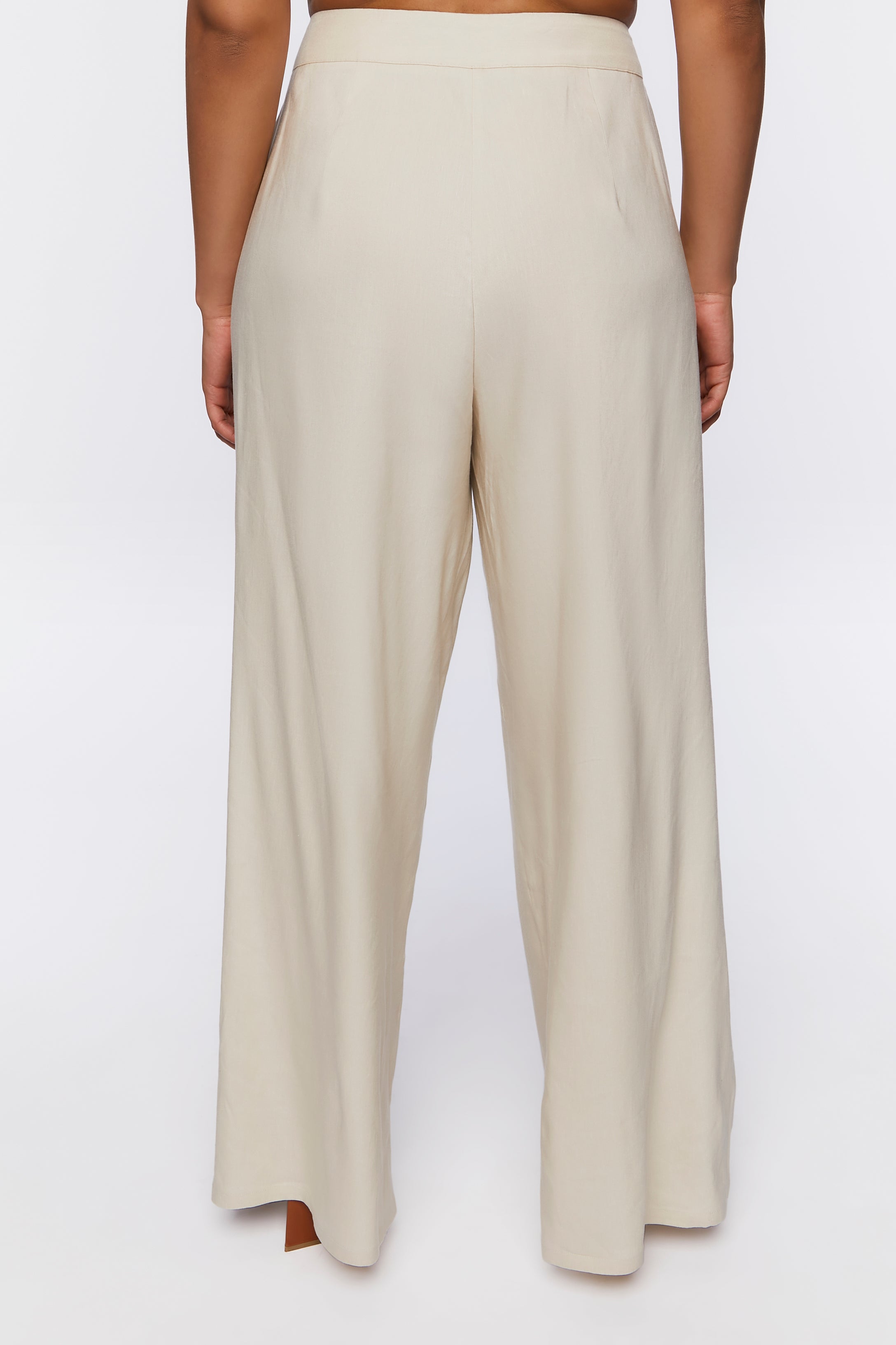 Shop For Plus Size Linen-Blend Wide-Leg Pants | Plus Size - Pants