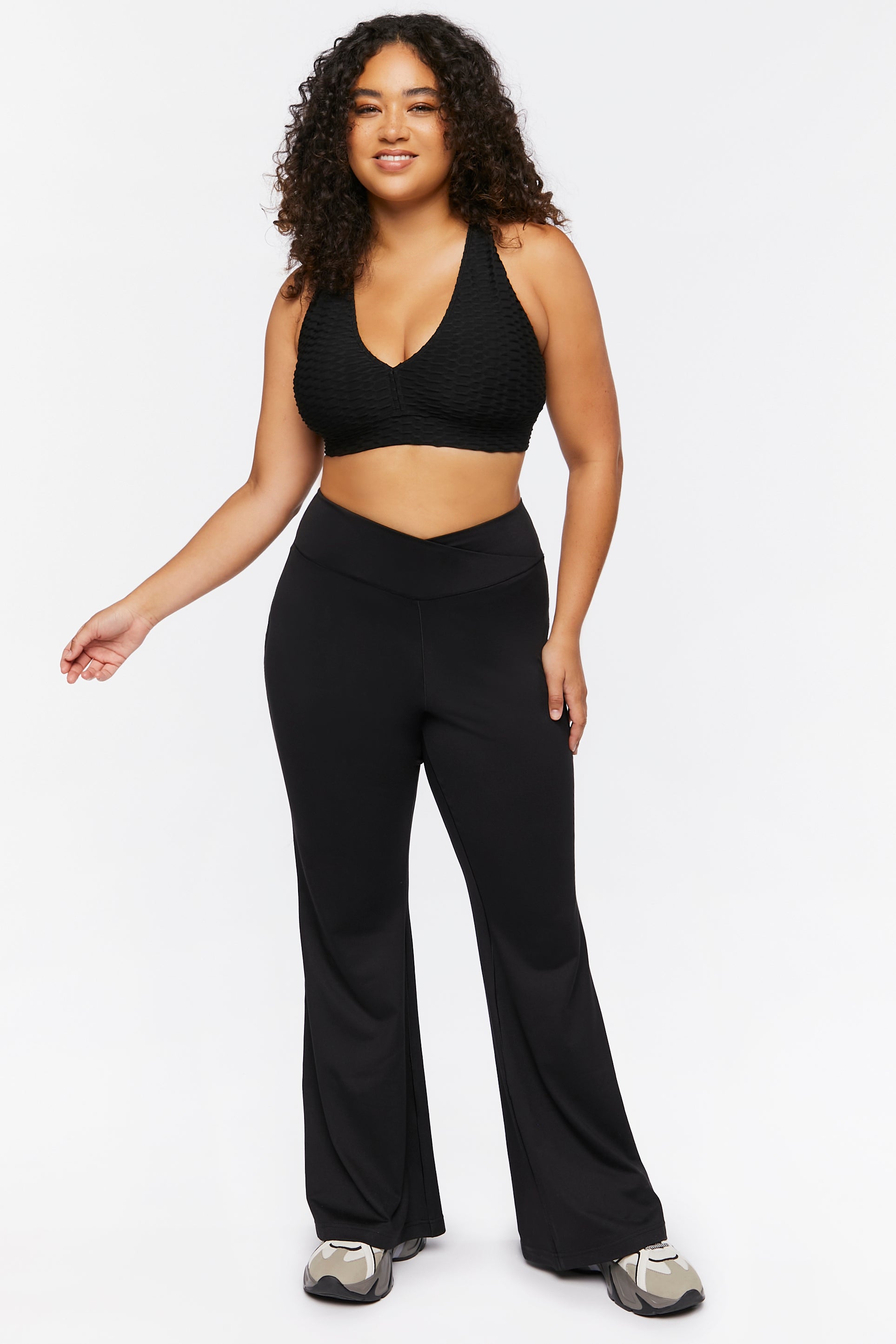 Black Plus Size Crossover Flare Pants 