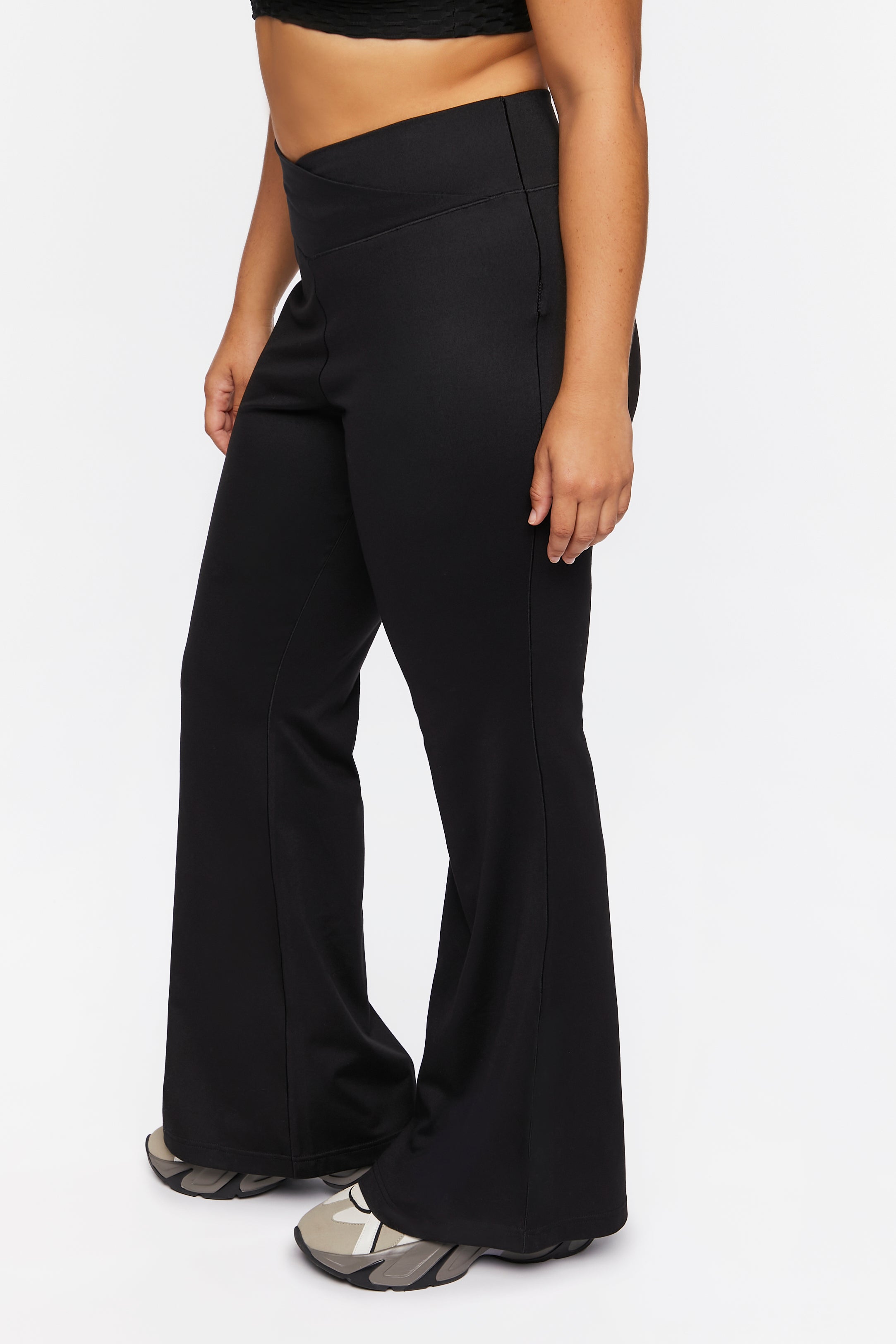 Black Plus Size Crossover Flare Pants 3