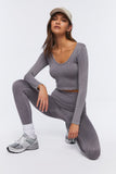 Pewter Mineral Wash Ribbed Leggings 1