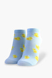 Blue/Multi Duck Print Ankle Socks