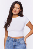 White Ribbed Knit Crop Top 1