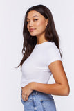 White Ribbed Knit Crop Top 2