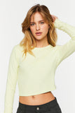 Butterflygreen Ribbed Knit Long-Sleeve Crop Top
