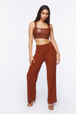 Chocolate Mid-Rise Straight-Leg Trousers 