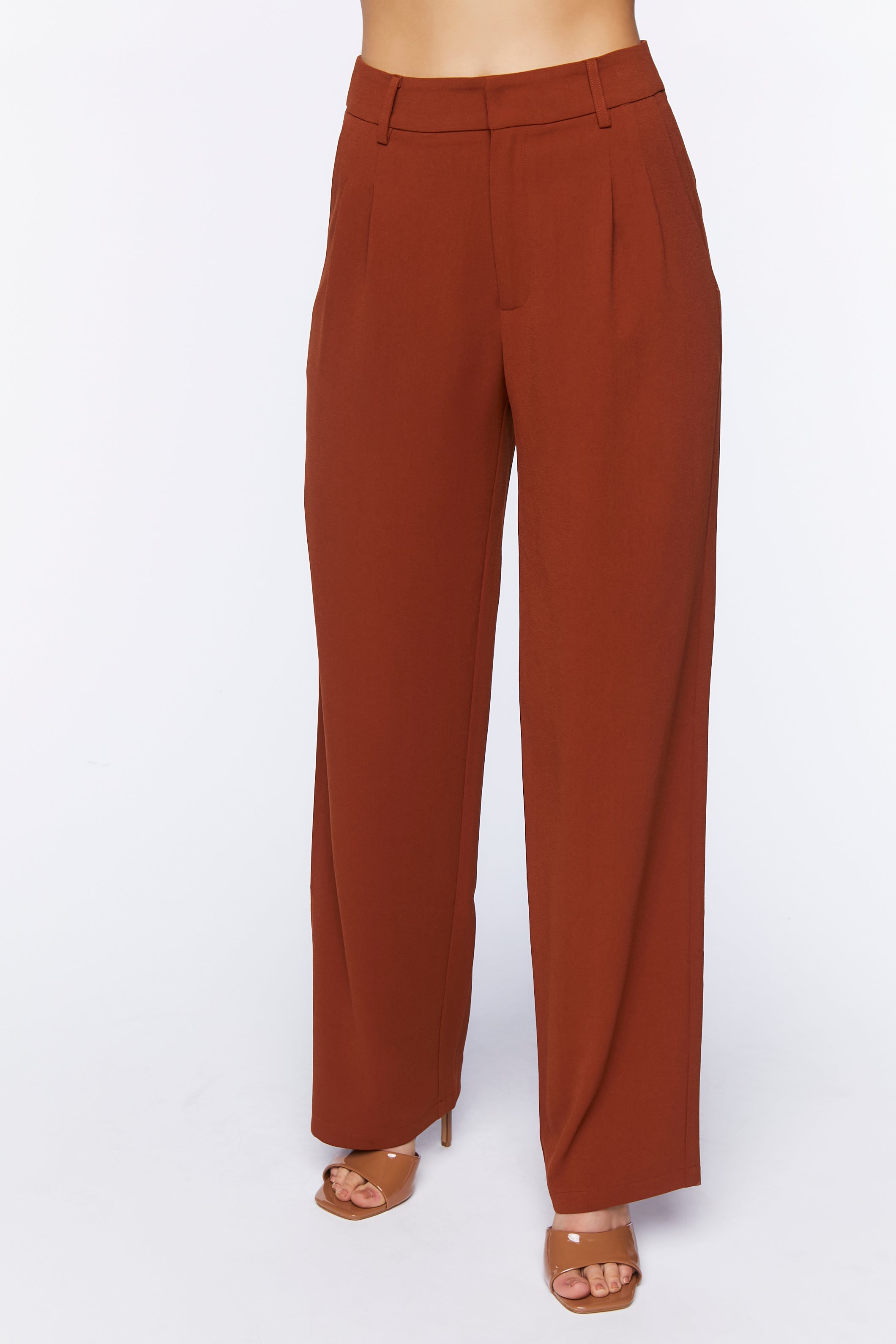 Chocolate Mid-Rise Straight-Leg Trousers 1