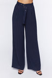 Navywhite Belted Pinstripe Trousers 1