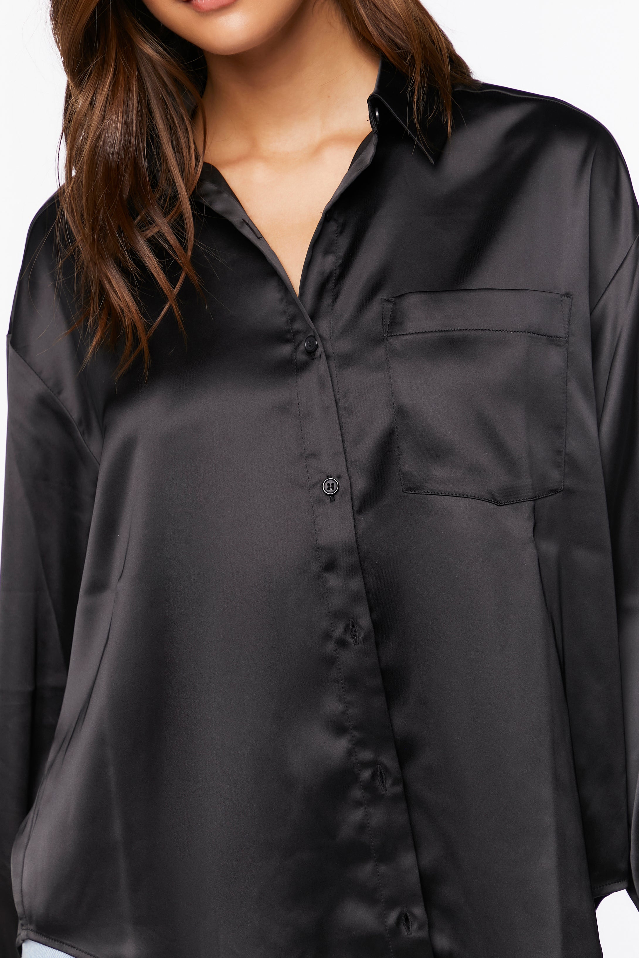 Black Oversized Satin Shirt 4
