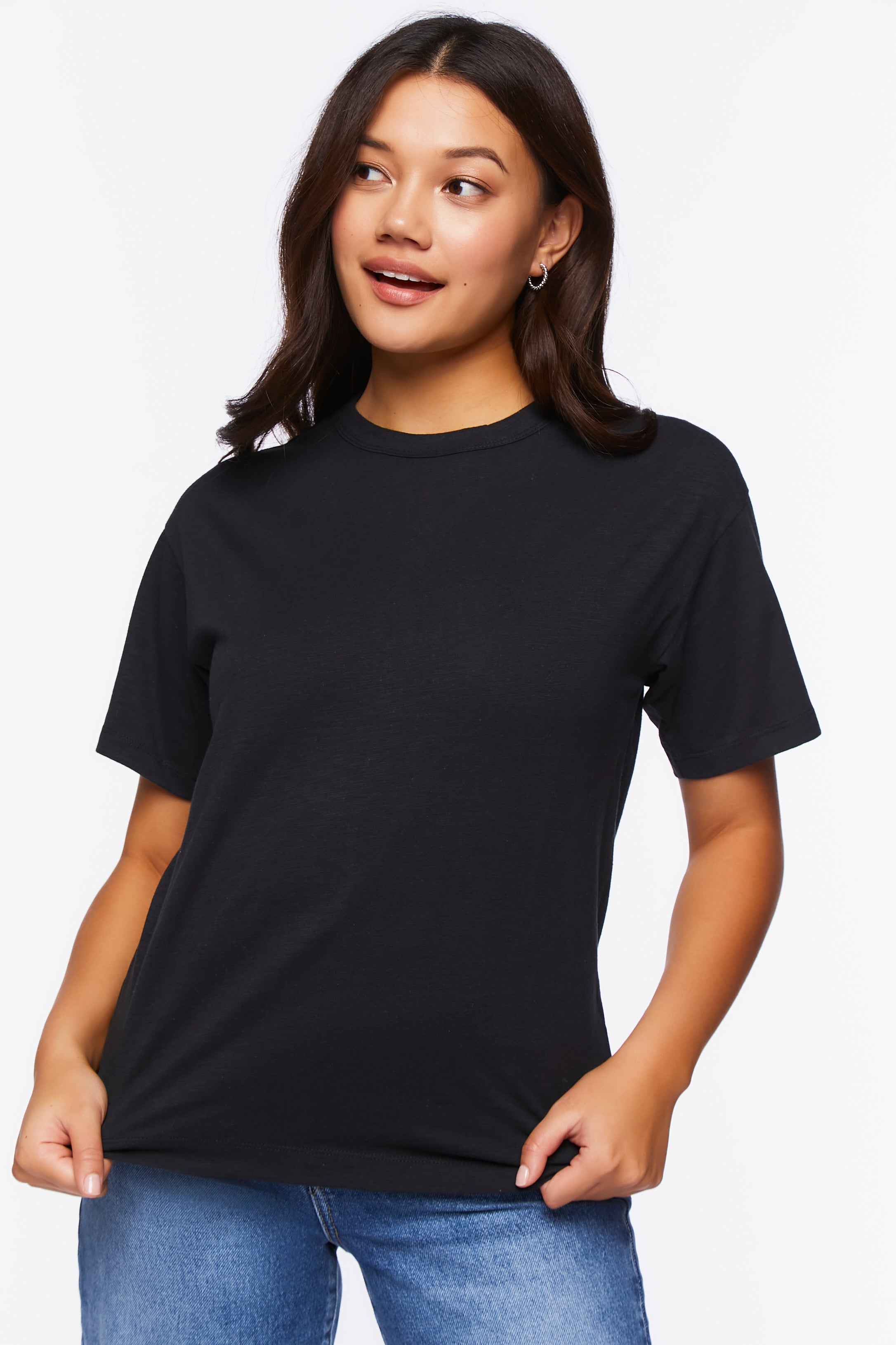 Black Relaxed Crew Tee 1