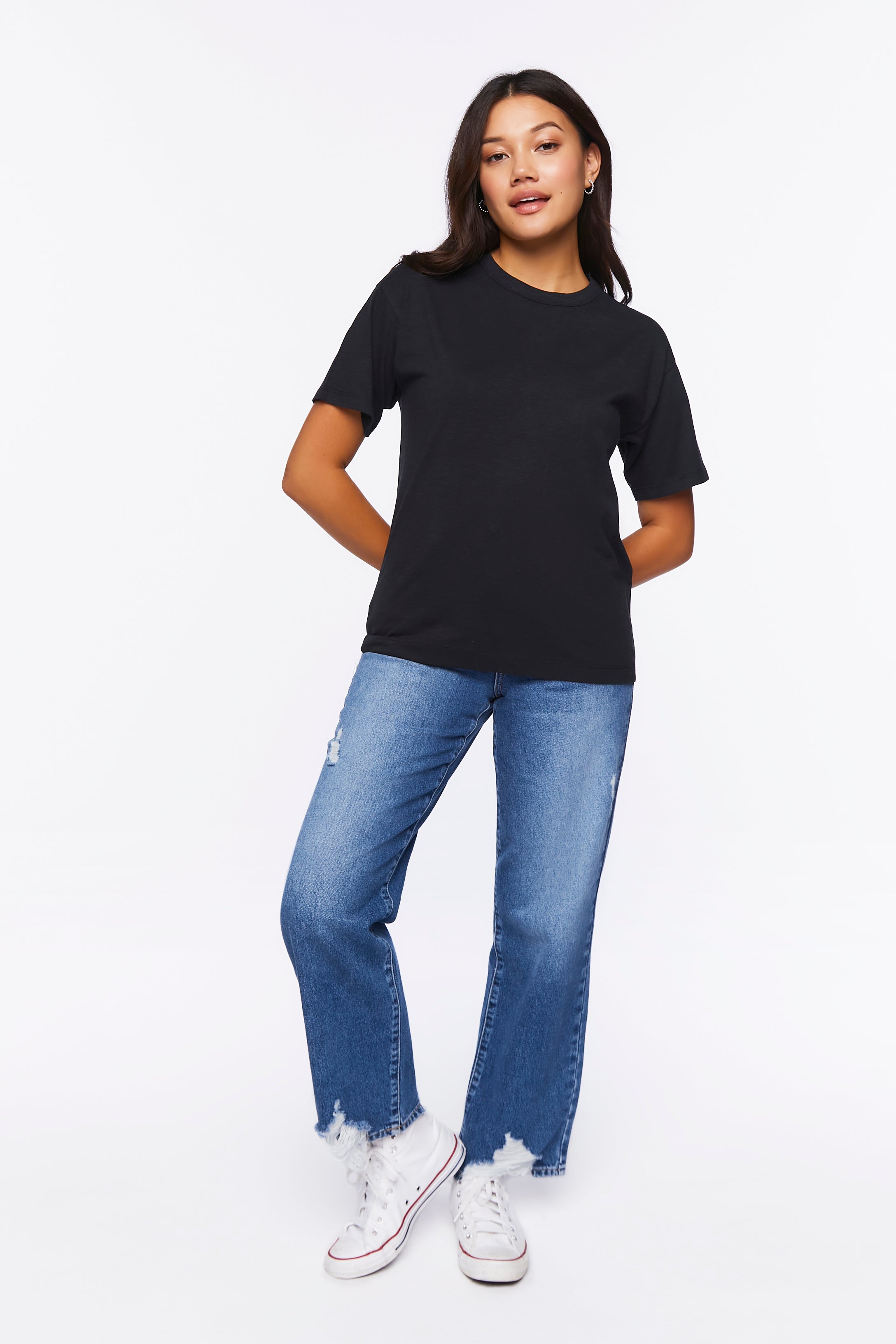 Black Relaxed Crew Tee 