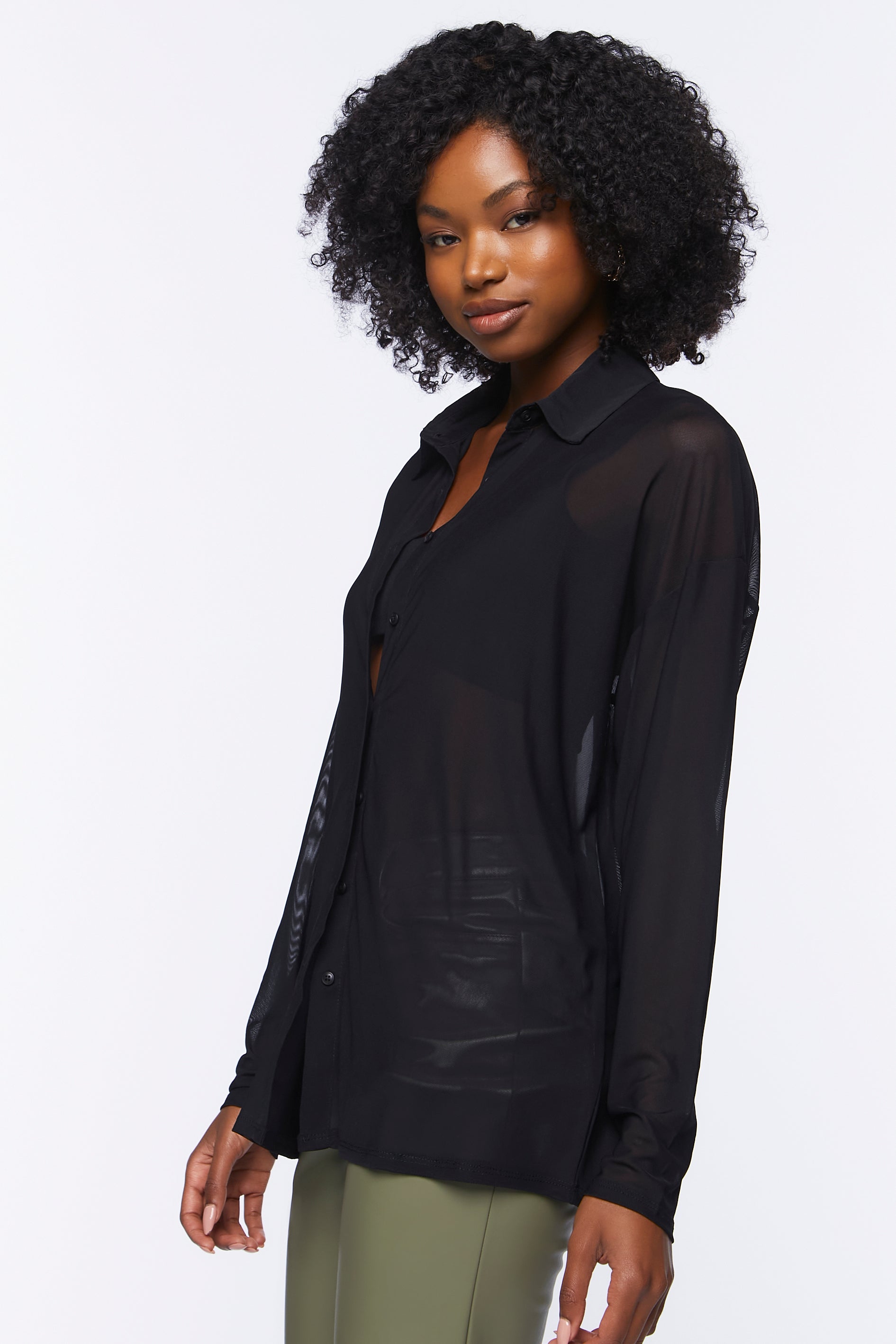 Black sheer store button up top