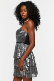 Blacksilver Sequin Sweetheart Mini Dress 2