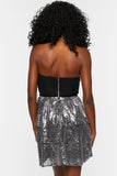 Blacksilver Sequin Sweetheart Mini Dress 3