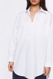 White Oversized Longline Poplin Shirt 4