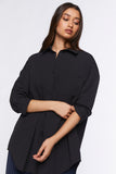 Black Oversized Longline Poplin Shirt 1