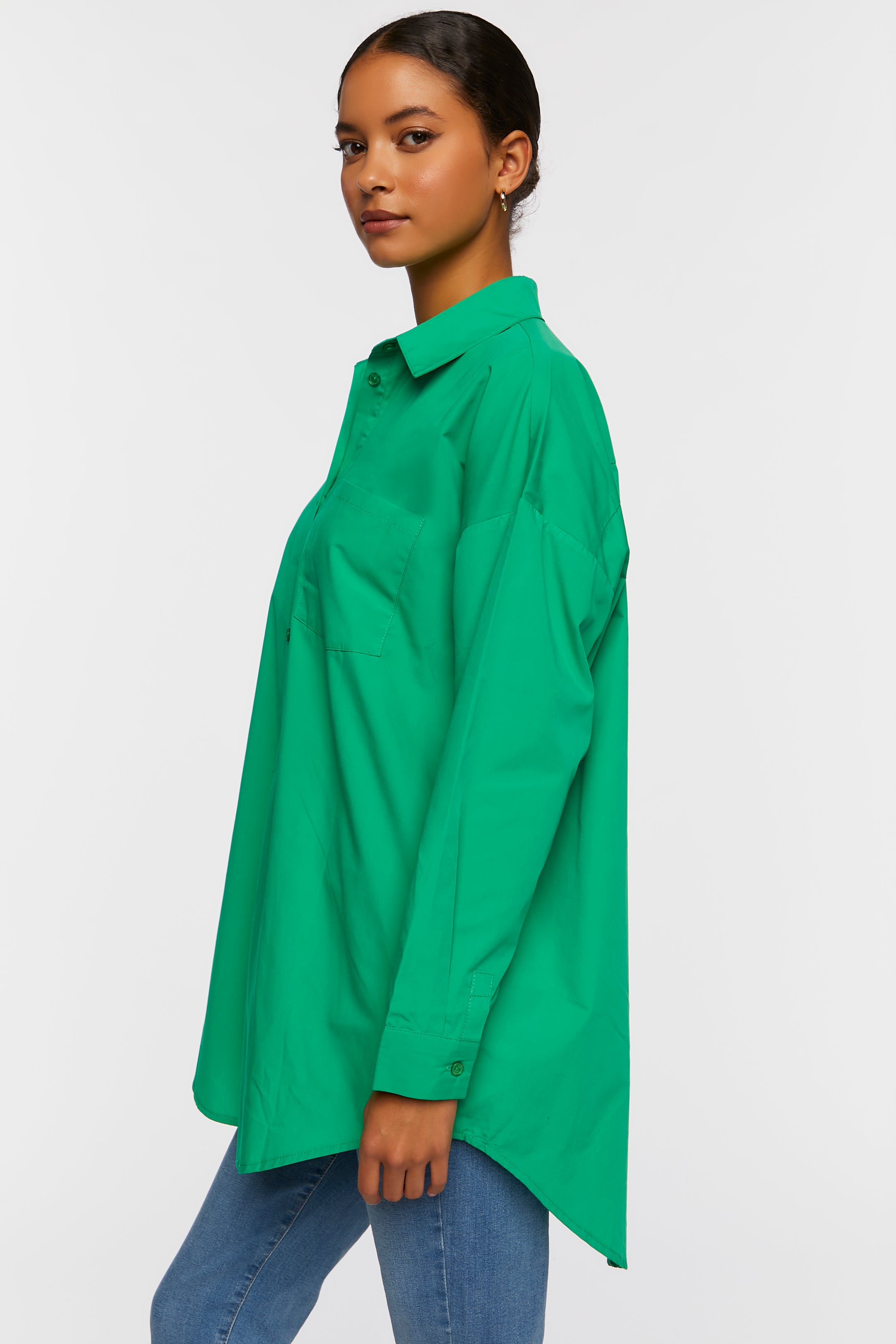 Emerald Oversized Longline Poplin Shirt 2