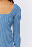 Blue Glitter Knit Square Neck Sweater 5
