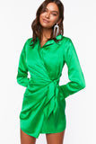 Greenhaze Satin Wrap Mini Dress 1