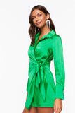 Greenhaze Satin Wrap Mini Dress 2