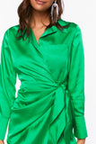 Greenhaze Satin Wrap Mini Dress 4